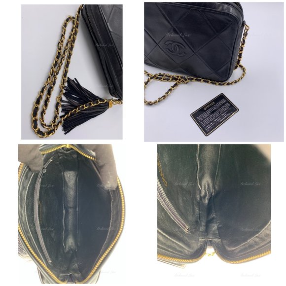 Authentic CHANEL Lambskin Black Vintage Camera Bag with Tassel - Picture 12 of 16